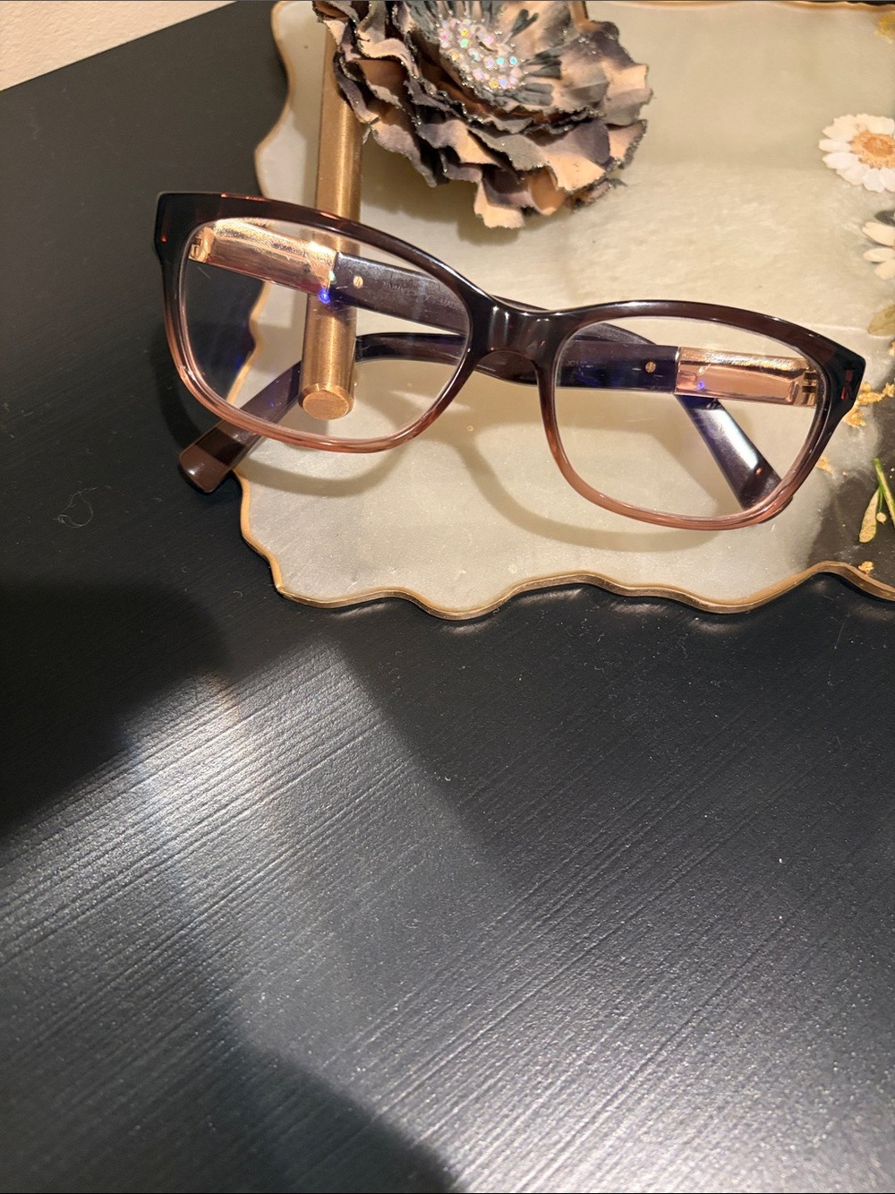 Jimmy Choo Two-Tone Brown and Pink Gradient Rectangle Glasses